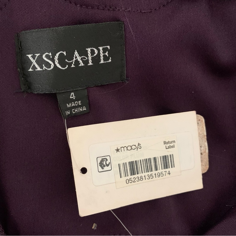 Xscape Plum Beaded Ruched Homecoming Dress Wedding Old Money Whimsigoth Fairy - Picture 6 of 6